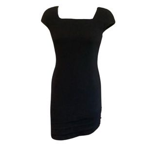 A.J. Bari Vintage Black Dress Asymetrical Design with Rhinestones